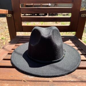 Black Polyester Wool Fedora Adjustable One Size Fits Most